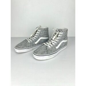 Vans Sk8-Hi High Top Sneakers Grey Ribbed Knit‎ Textile Mens 7.5 Womens 9.0